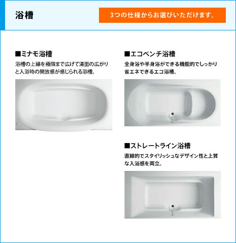 浴槽(4つの仕様からお選びいただけます。)