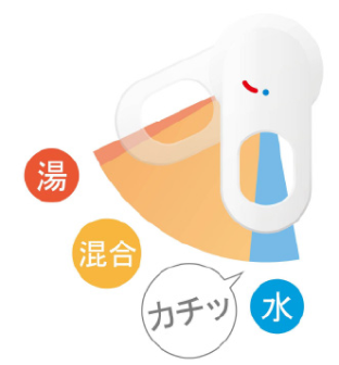水とお湯の切り替えは「カチッ」という音で判断できます
